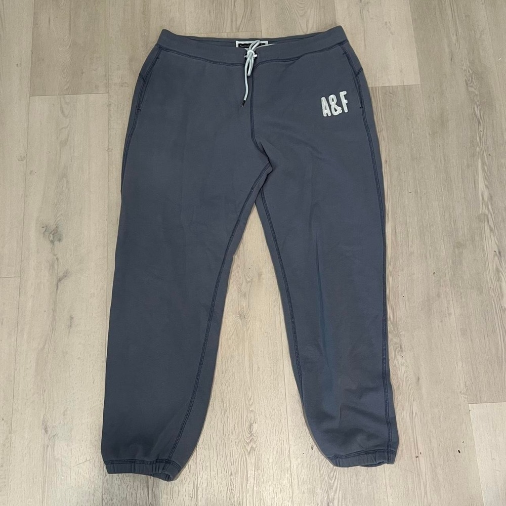 Abercrombie & Fitch *FLAW blue gray sweatpant white A&F logo size XL loungewear